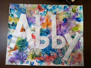 My daughter's first fingerpaint creation!